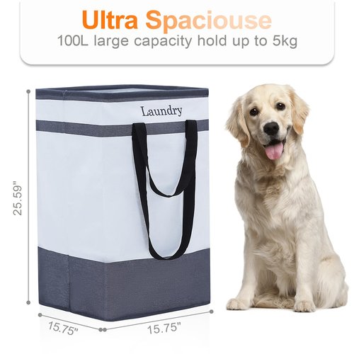 FairyHaus Laundry Basket 100L, 2Pack Laundry Hamper with Easy Carry Handles, Collapsible Laundry Baskets Hampers for Bathroom Clothes Storage Black