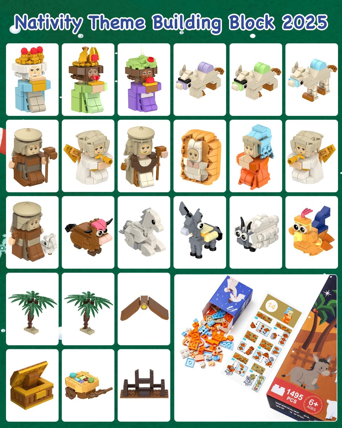 Nativity Advent Calendar 2025 - 24-Day Building Blocks Countdown Toy for Kids & Adults