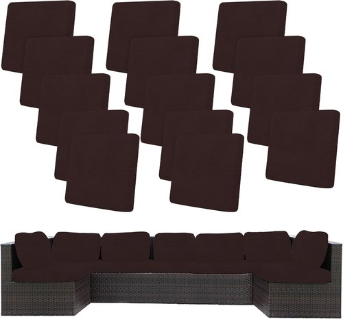 BIETYONE 14 Pcs Patio Cushion Covers - Washable Outdoor Couch Slipcovers in Coffee Color