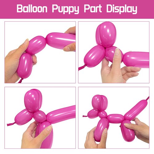 100Pcs Hot Pink 260 balloons, Thickening Latex Rose Red 260q Balloons for Animal Model, Long Twisting Balloons for Halloween Xmas Presents, Animal Shape Weddings, Birthdays Clowns. (Retro rose red)