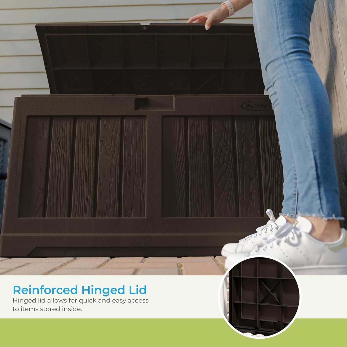 Suncast 50 Gallon Outdoor Storage Deck Box - All-Weather Resin with Bench Seat | Java Color