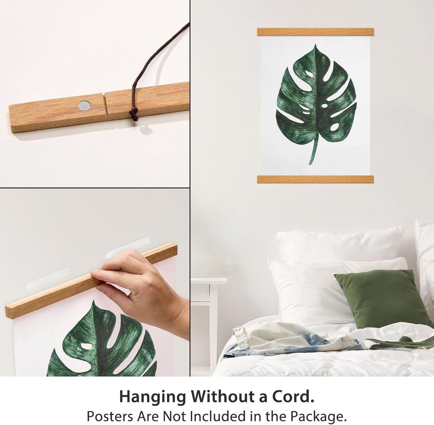 Skiennix Magnetic Poster Hanger Frame - Stylish Teak Wood Design for 20x30, 20x28, 20x20 Posters | Perfect for Wall Art & Decor