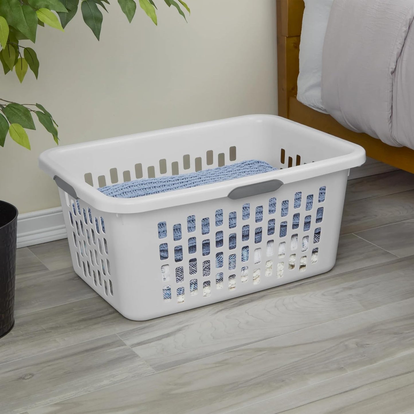 Large Plastic Laundry Basket by [Brand Name] - 2 Bushel Capacity, Durable & Collapsible, White