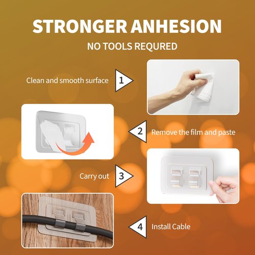 IFLOH Hooks for Outdoor String Lights Clips: 100Pcs Heavy Duty Cable Clips with Waterproof Adhesive Strips for Hanging Christmas Light - Outside UV-Resistant Clear Sticky Cord Holders Rope Organizer