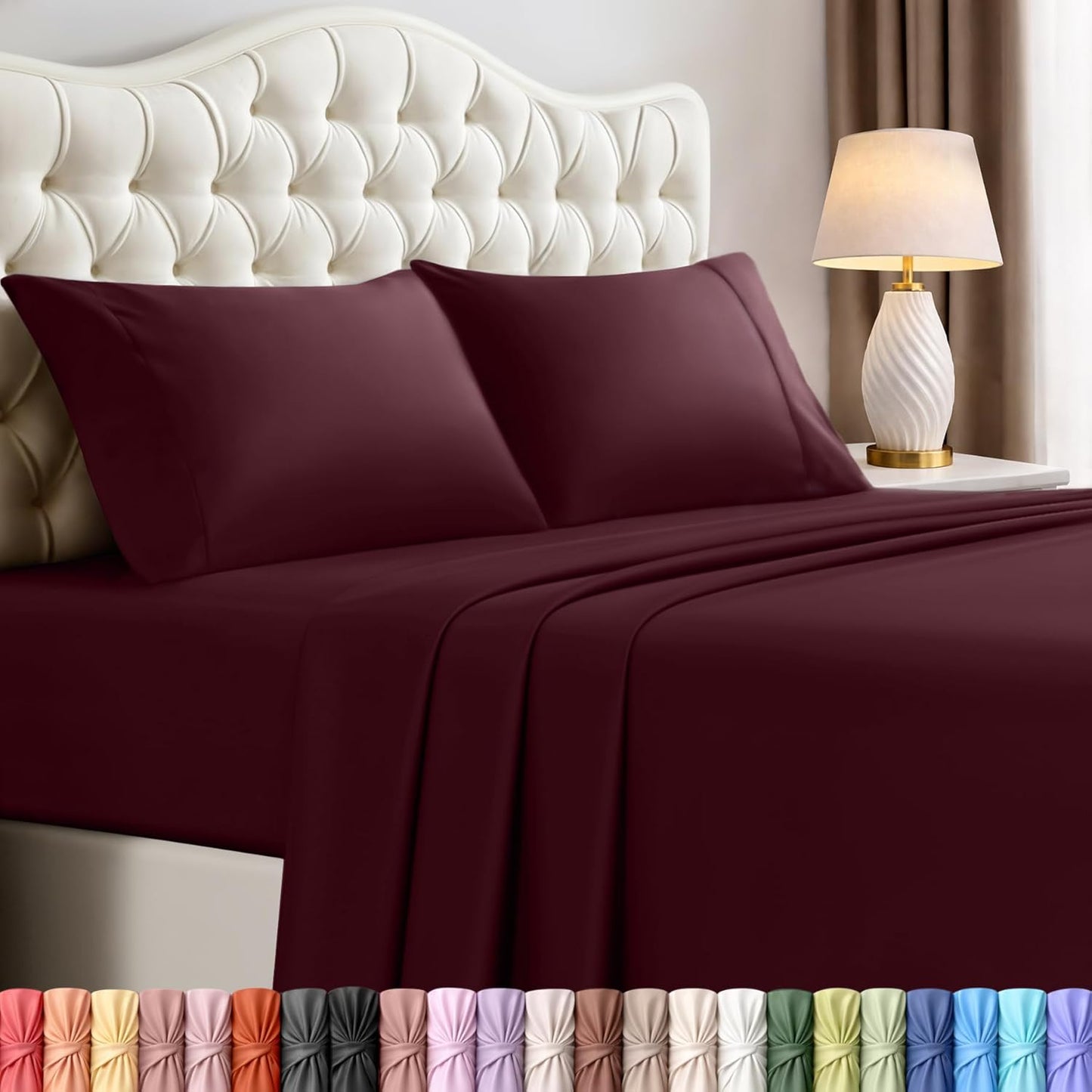 Utopia Bedding King Size Sheet Set - Soft & Breathable 4-Piece Microfiber Bed Sheets | Oeko-Tex Certified (Burgundy)