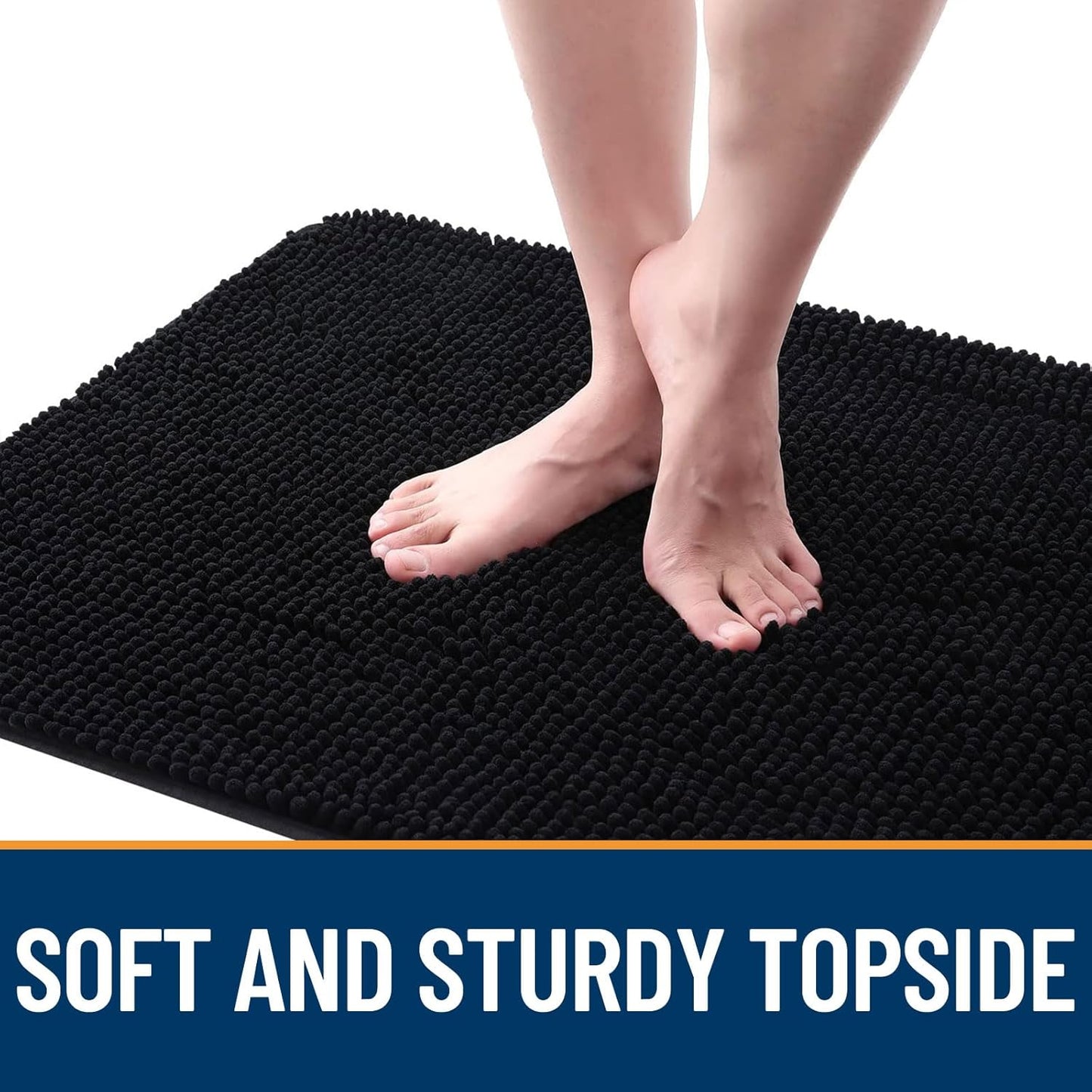 OLANLY Dog Door Mat - Absorbent Non-Slip Chenille Mat for Muddy Paws | Quick Dry 30x20 Black Doormat