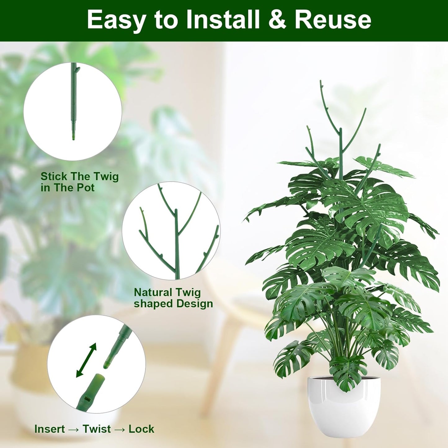 Yhtpouqe Stackable Monstera Plant Support - Durable Garden Stakes for Climbing Plants | 10 Pack