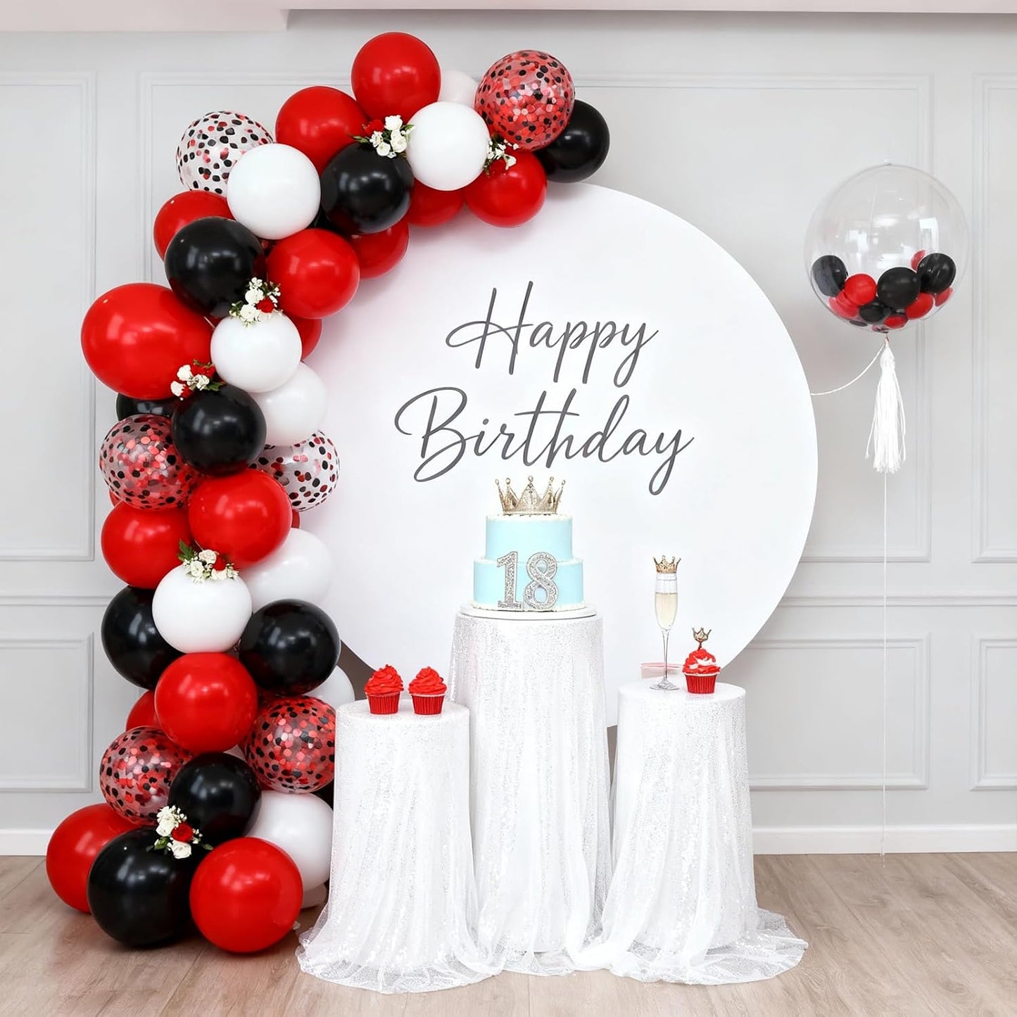Red and Black Balloons - 60PCS 12 Inch Metallic Confetti Balloons for Birthday & Wedding Decor