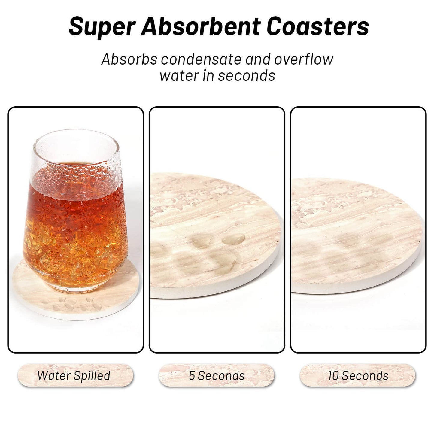 9 Pieces Ceramic Coasters for Coffee Table Absorbent, Billbotk Drink Coasters with Holder, Marble Style Coasters for Wooden Table, Home Decor, Suitable for Kinds of Cups, 4 Inches