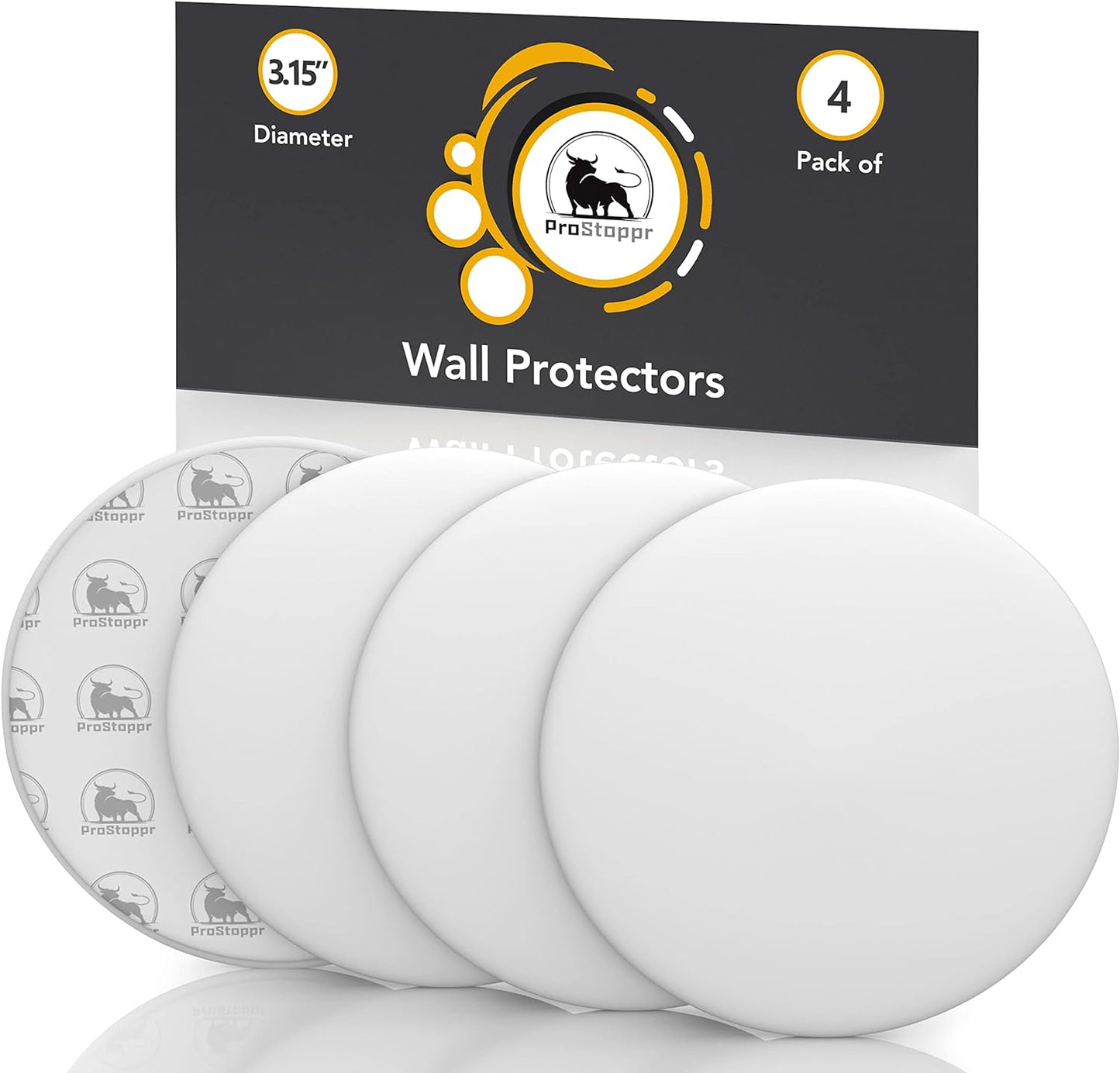 Skiennix Door Stoppers - Large 3.15" Silicone Wall Protectors - Strong Adhesive & Shock Absorbent - 4 Pack - White
