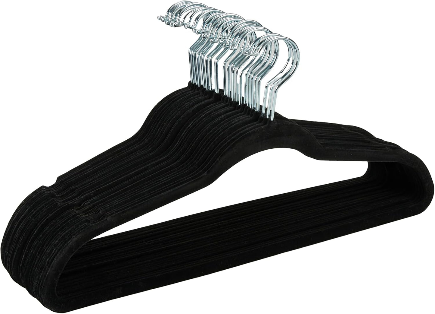 Simplify Slim Velvet Clothes Hangers - 25 Pack | Non-Slip Design for Shirts, Suits, Pants & Dresses | Durable Black
