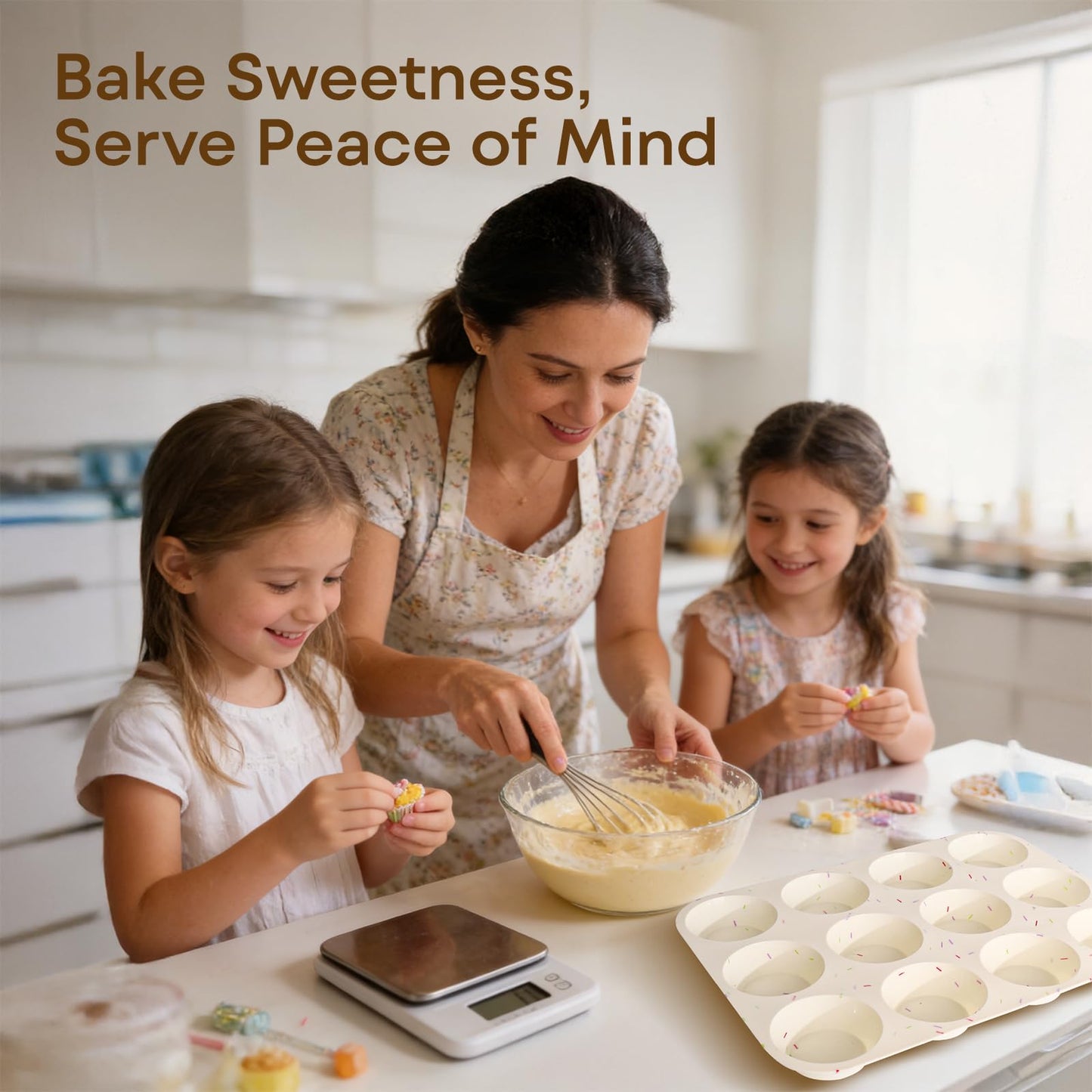 Ruinovate Silicone Muffin Pans for Baking Nonstick 2 Pcs, 12 Cup Regular Cupcake Pan, Food-Grade Silicone Baking Molds for Cupcakes, Egg Bites, Freezer, White