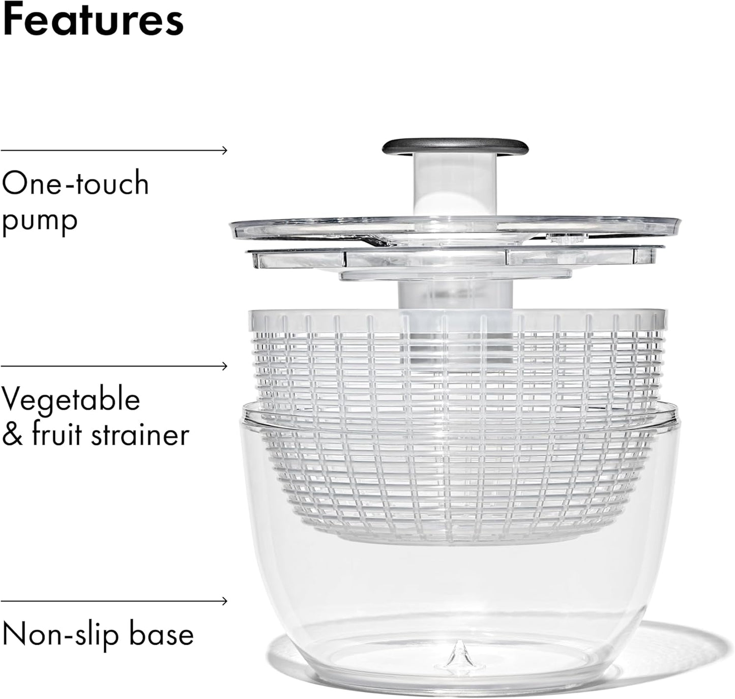 OXO Good Grips Salad Spinner - Efficient Lettuce & Fruit Washer | 6.22 Quart Capacity for Easy Cleaning