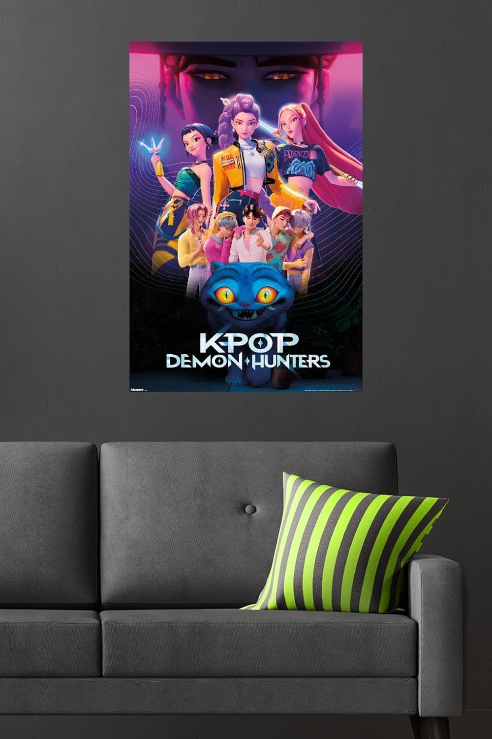 Netflix KPop Demon Hunters Wall Poster - Premium 34L x 22.4W Mount Bundle