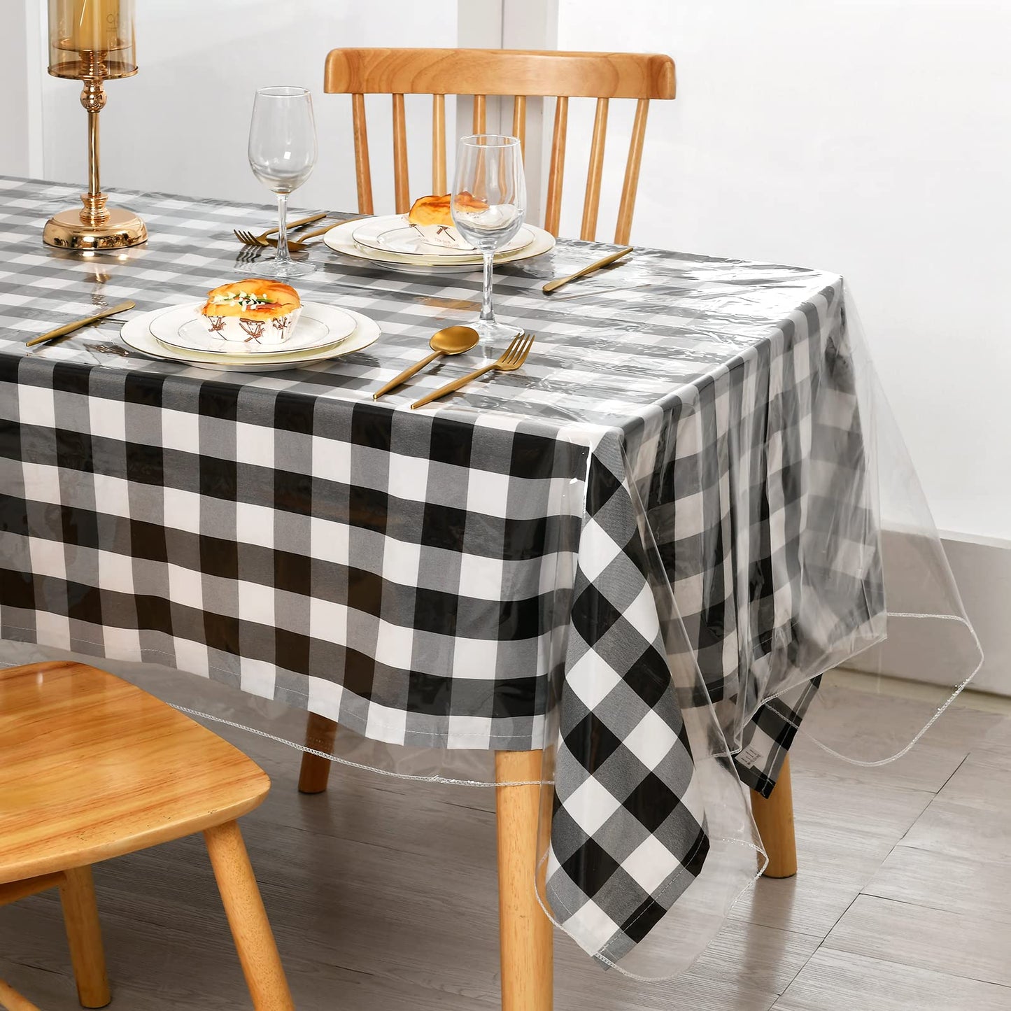 XWZO Clear Plastic Tablecloth Rectangle - 100% Waterproof Oilproof Stain Resistant Wipeable Vinyl Table Cloth, Transparent Cover Protector for Dining, Parties, 60 x 84 Inch