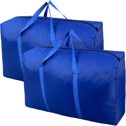 100L Extra Large Storage Bags by [Brand Name] - Durable Moving Bags with Strong Zippers & Handles | Space-Saving Blue Totes (2 Pack)