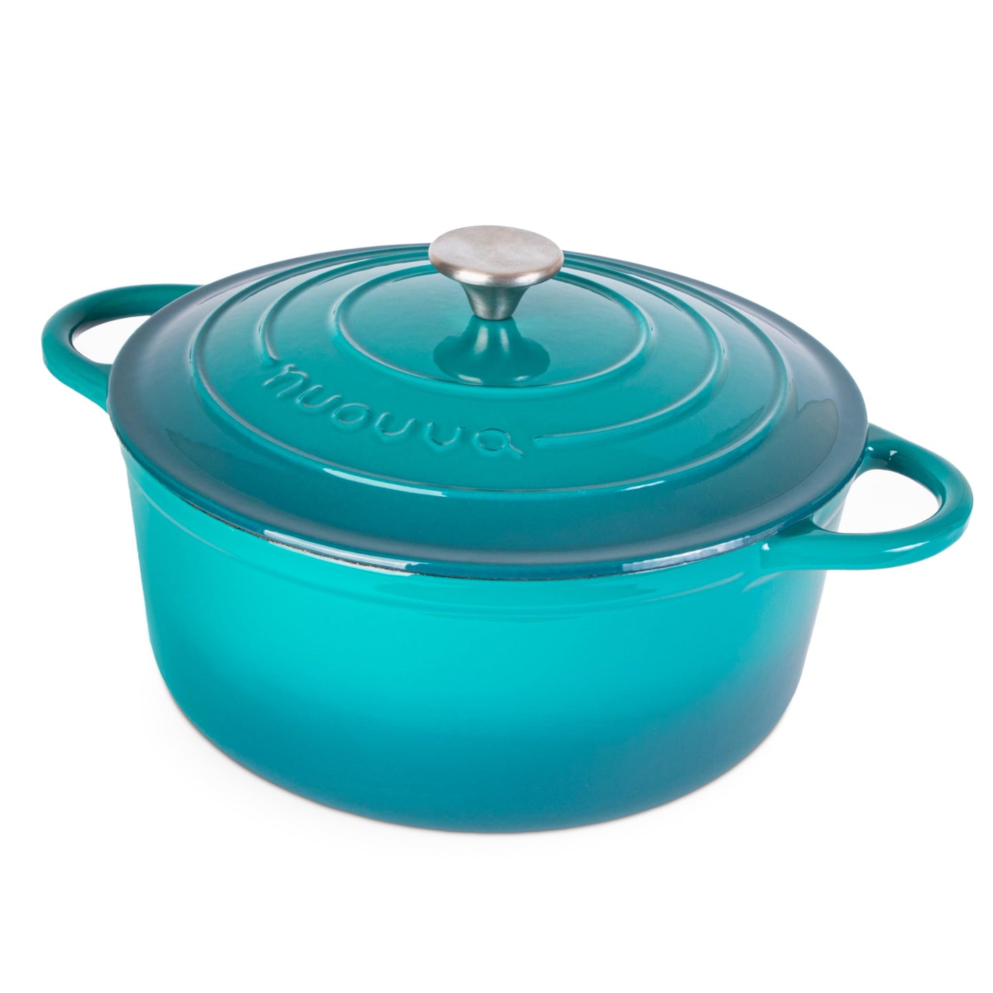 Nuovva Enamelled Cast Iron Dutch Oven Pot with Lid – 6.4 Quart Non Stick Casserole Pot – Heavy Duty & Oven Safe up to 500° F for Bread Baking, Braising, Stews, Roasting – 28cm Teal