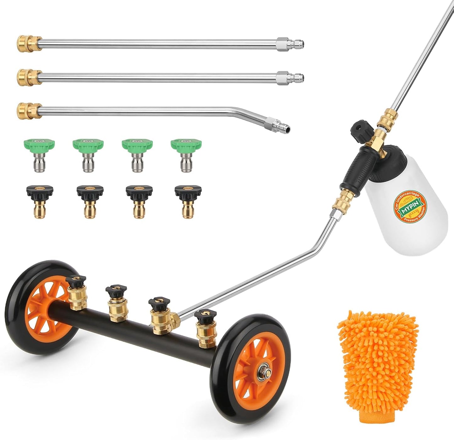 Skiennix 2-in-1 Undercarriage Pressure Washer | 16-Inch Water Broom with Foam Washer & Replaceable Nozzle, 1200-4000 PSI