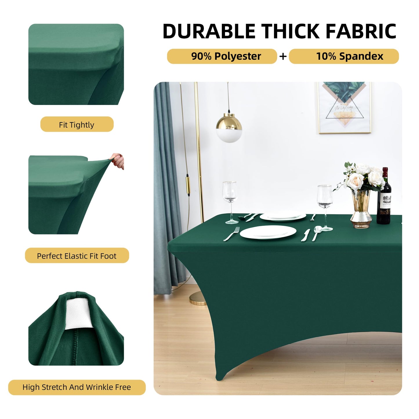 ZarzaaSik 2-Pack 8ft Spandex Table Covers for Rectangle Folding Tables - Washable Elastic Tablecloth - Ultimate Fitted Table Protector for Birthday Parties, Trade Shows, Banquet