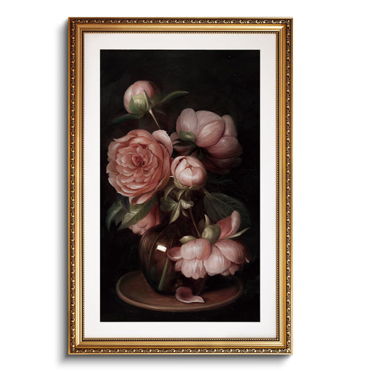 InSimSea Large Framed Canvas Wall Art, 24x36Inch, Gold Decor for Living Room, Bedroom Wall Decor Above Bed Aesthetics, Vintage Paintings for Dining Room, Peonies Botanical Artwork