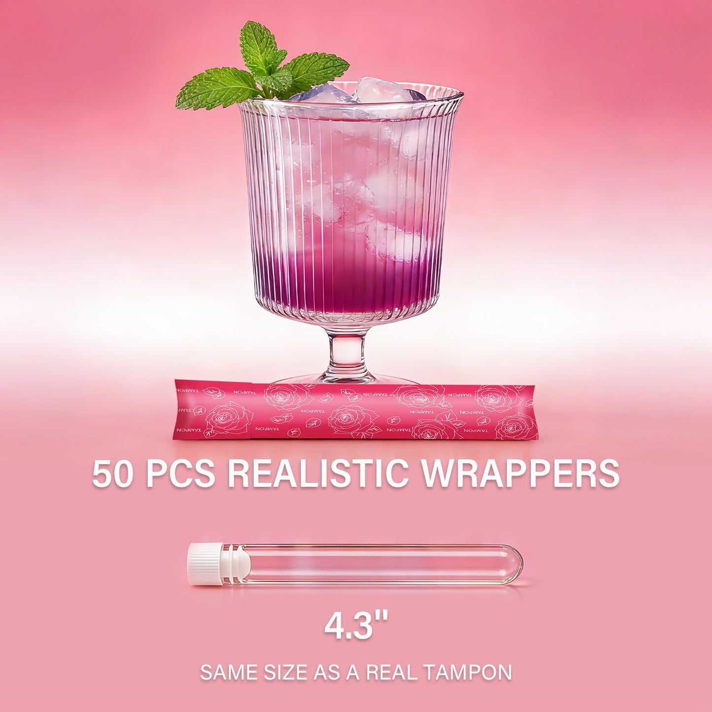 Tampon Flask Set 79 Pcs, 25 Reusable Leak-Proof Plastic Tubes with 50 Self-Adhesive Wrappers, 2 Funnels, Straw Brush, Bag, Travel Flasks for Women, Flask Containers for Cruise, Concert, Sports Events