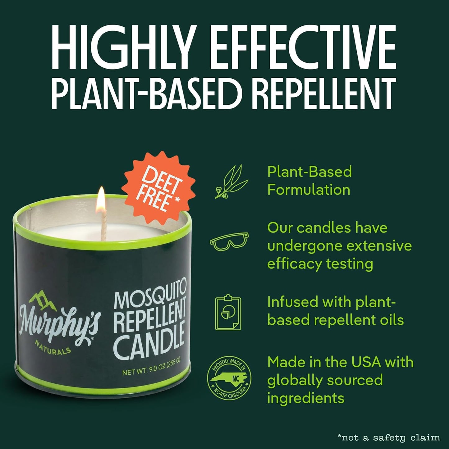 Murphy's Naturals Mosquito Bug Repellent Candles - Citronella & Essential Oils, 30-Hour Burn, 9 oz, 2-Pack