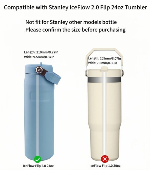 Joshey Replacement Straws for Stanley IceFlow 2.0 Flip Tumbler 24 oz (Only), 8 Pack BPA-Free Straws with 2 Cleaning Brushes, IceFlow 2.0 Accessories Parts