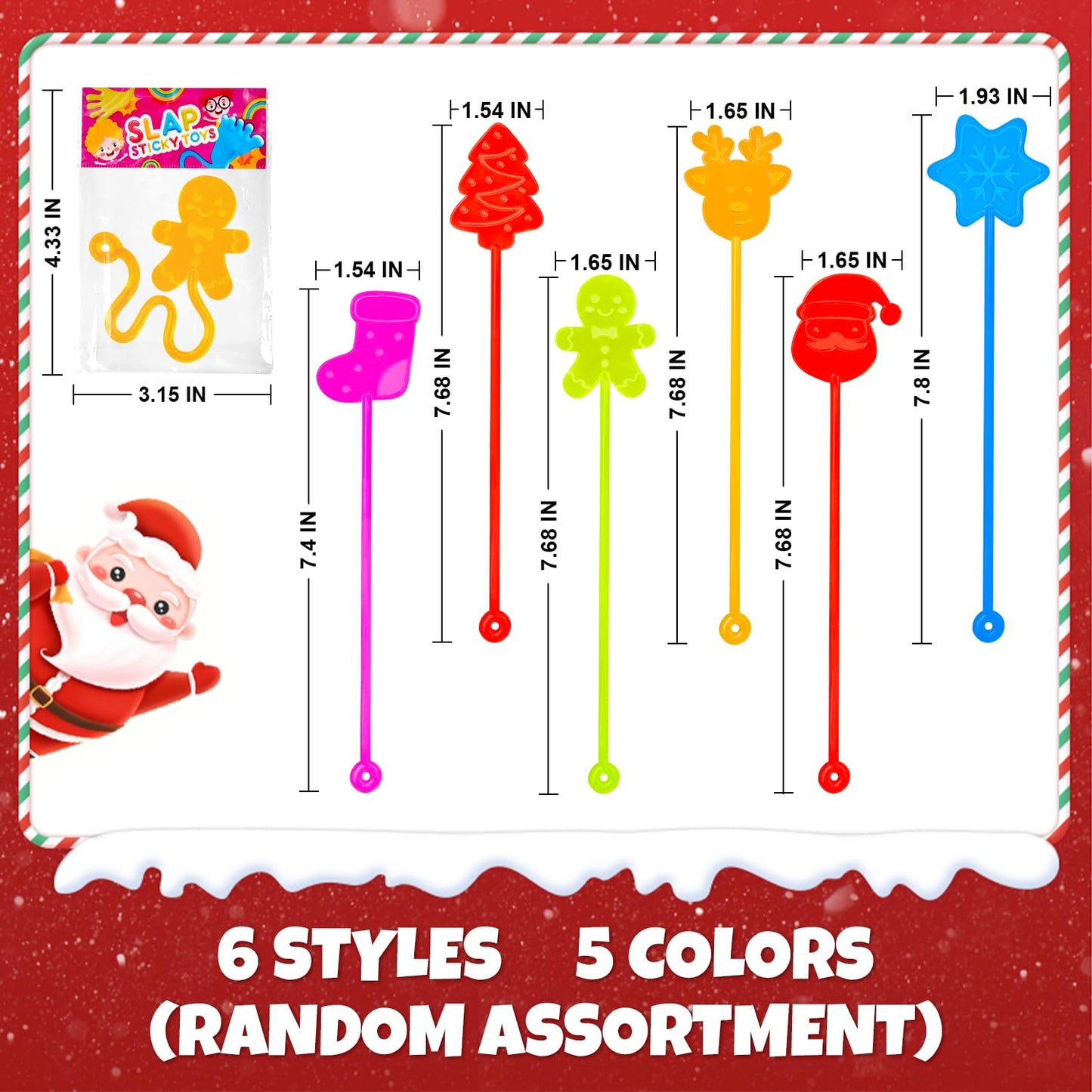 Christmas Sticky Hands Party Favors for Kids 20-100 PCS, Xmas Toys Gifts Goody Bag Stocking Stuffers for Toddlers, Christmas Pinata Non Candy Treat Bag Filler, Holiday School Prize Trinket for Student