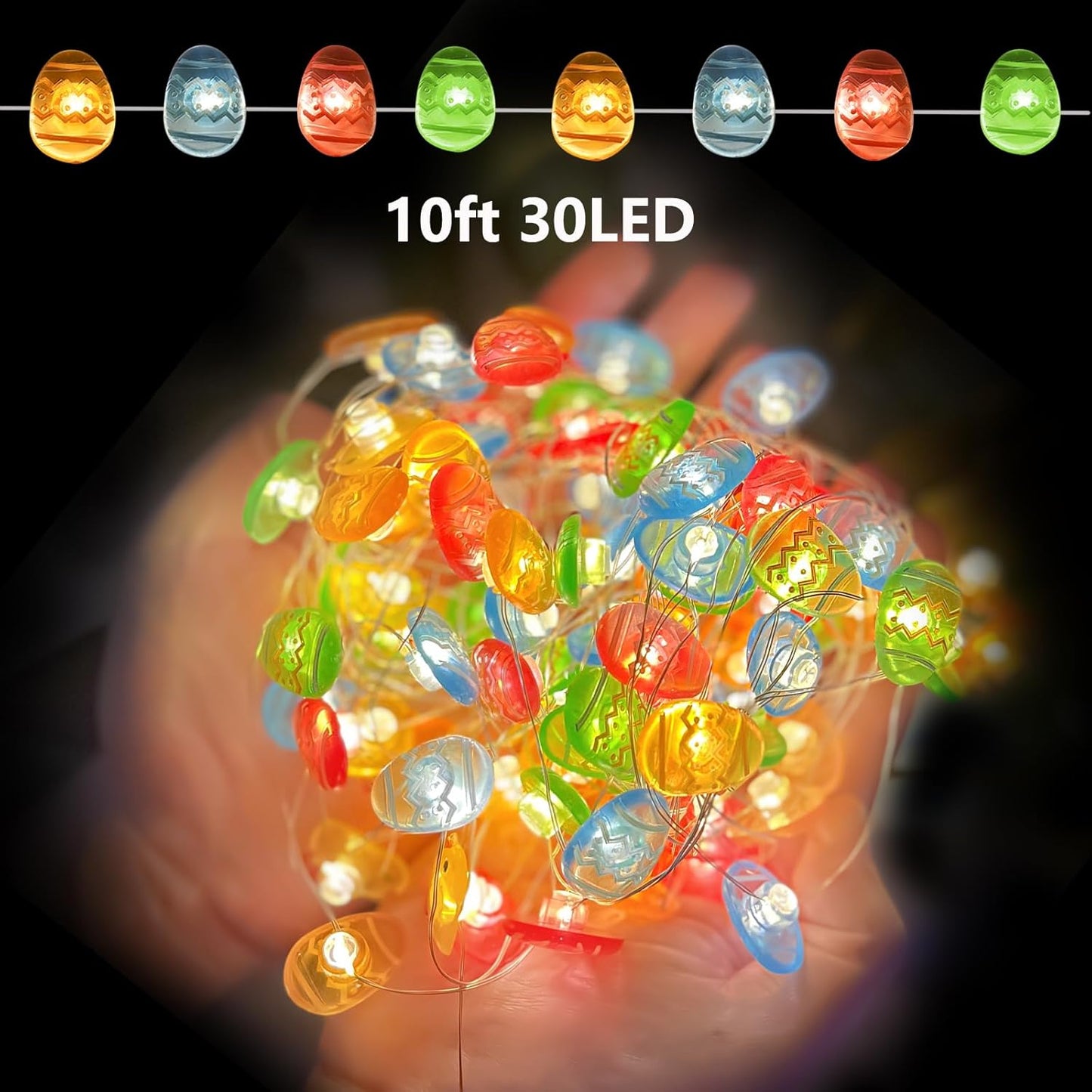 Pastel Fairy Lights by Easter Decorations - Battery Operated String Lights with Remote & Timer | Waterproof Indoor/Outdoor Twinkle Lights for Spring Party Decor