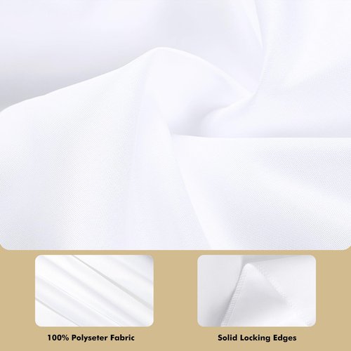 Fixwal White Tablecloth Rectangle 70 x 120 Inch, 2 Pack 6-8ft Polyester Fabric Table Cloths Rectangular Table Covers for Party, Banquet, Dining, Birthday, Wedding