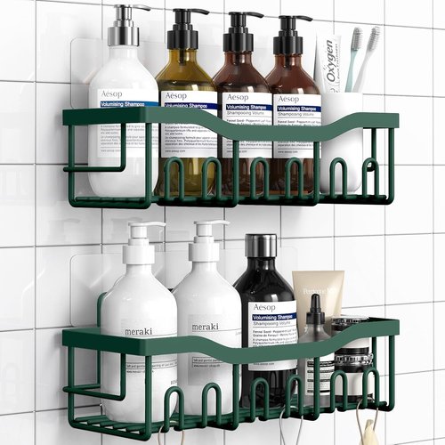 EUDELE Shower Caddy - 2 Pack Adhesive Organizer for Bathroom & Kitchen | Rustproof Stainless Steel, No Drilling