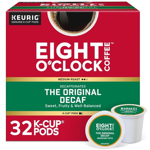 Eight O'Clock Coffee Decaf Medium Roast K-Cup Pods - Single-Serve, 32 Count Pack