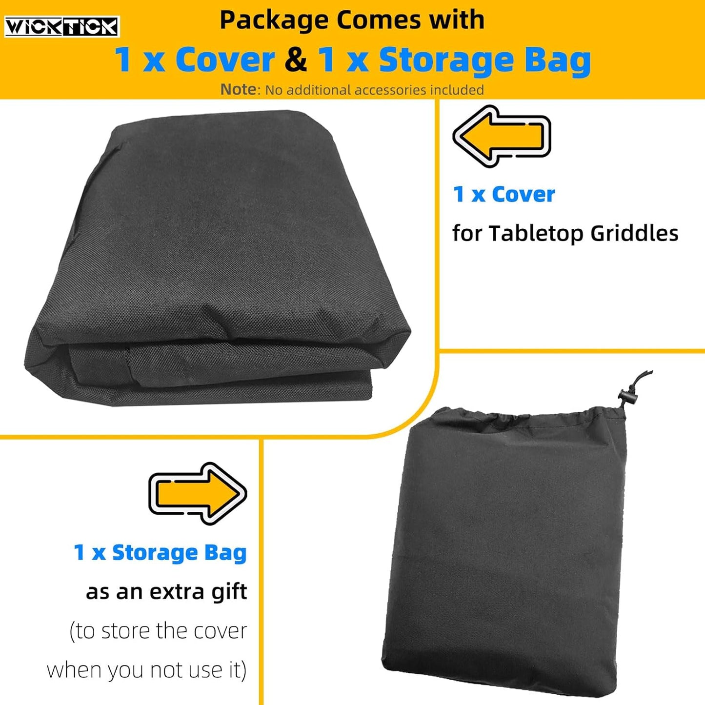 WICKTICK Griddle Cover - Heavy Duty Waterproof 600D for 17-Inch Blackstone Griddle | Full Coverage BBQ Protection