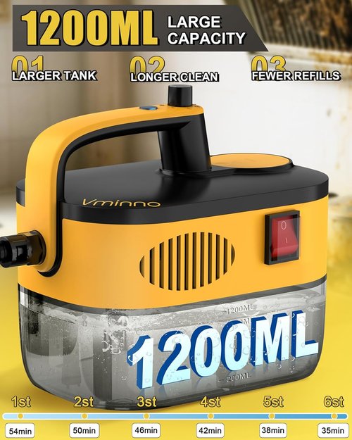 Heavy Duty Steam Cleaner - Fast Heating 1.2L Tank | 6-Level Adjustable Pressure with 11 Accessories for Home, Car, Tile & Grout