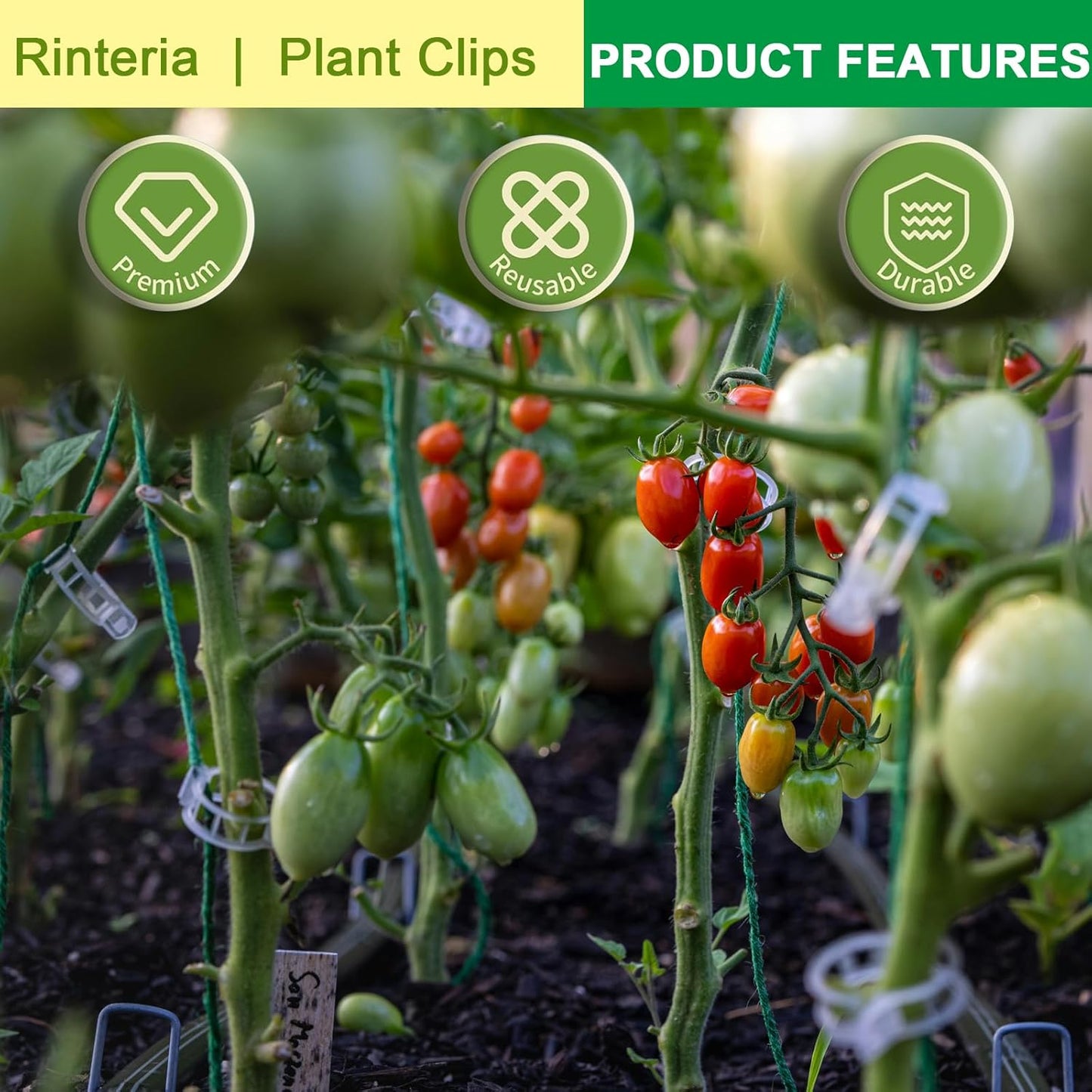 Tomato Clips - 100 Pack Clear Reusable Plant Support Clips for Climbing Vegetables & Vines