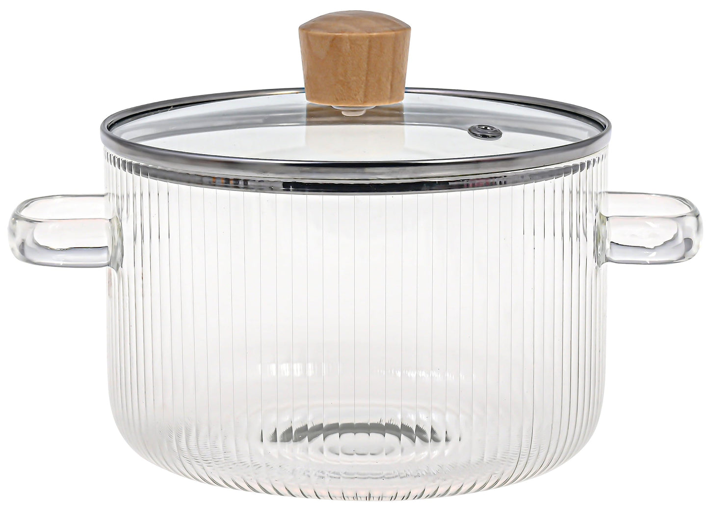 Le'raze Glass Cooking Pot with Lid - 1.6L(54oz) Heat Resistant Borosilicate Glass Cookware Stovetop Pot Set - Simmer Pot with Cover Safe for Soup, Milk, Baby Food Clear