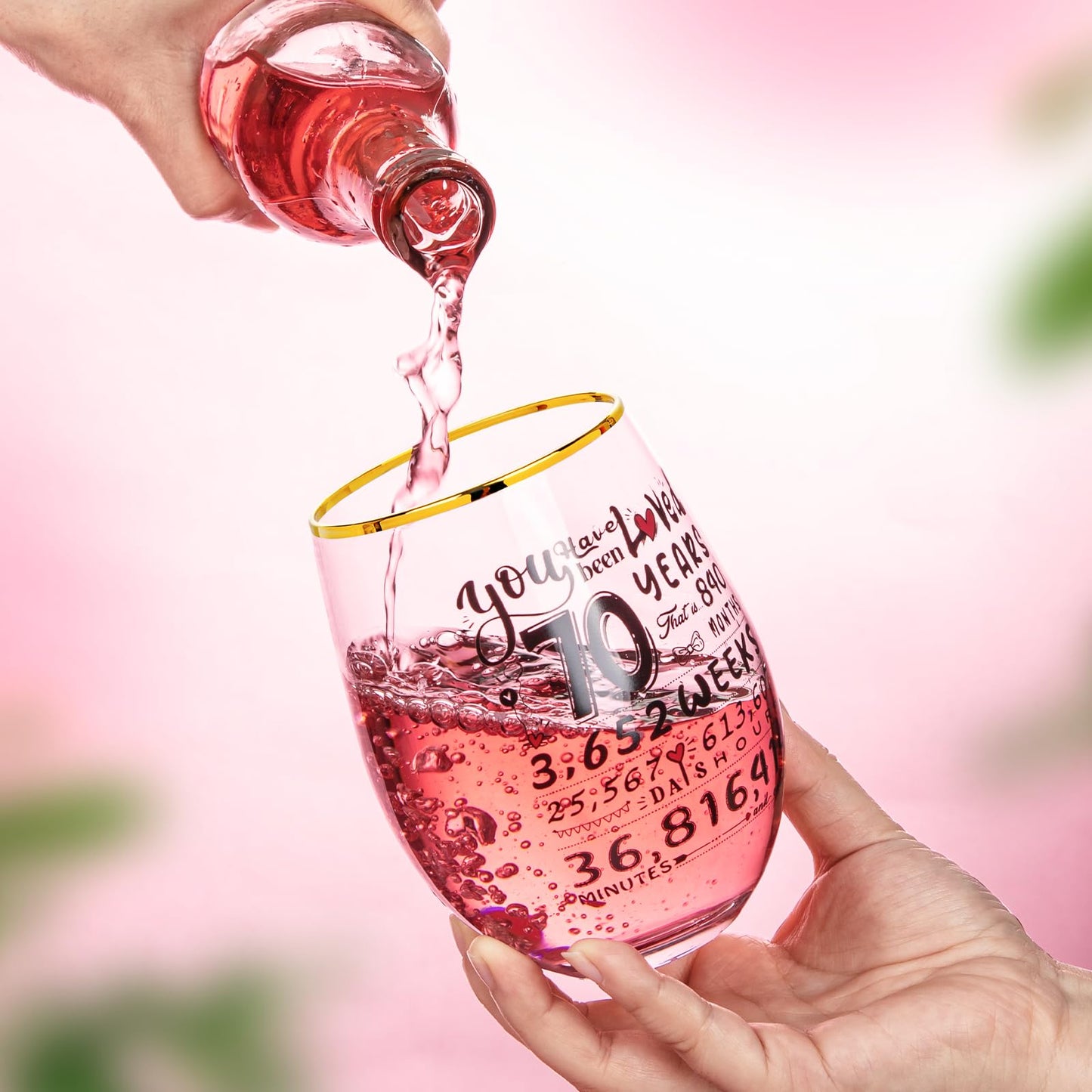 70th Birthday Gifts for Women - Funny 1955 Engraved Ideas for Friend, Sister, Mom - Decorations Present - Time Commemoration Wine Glass 18 oz