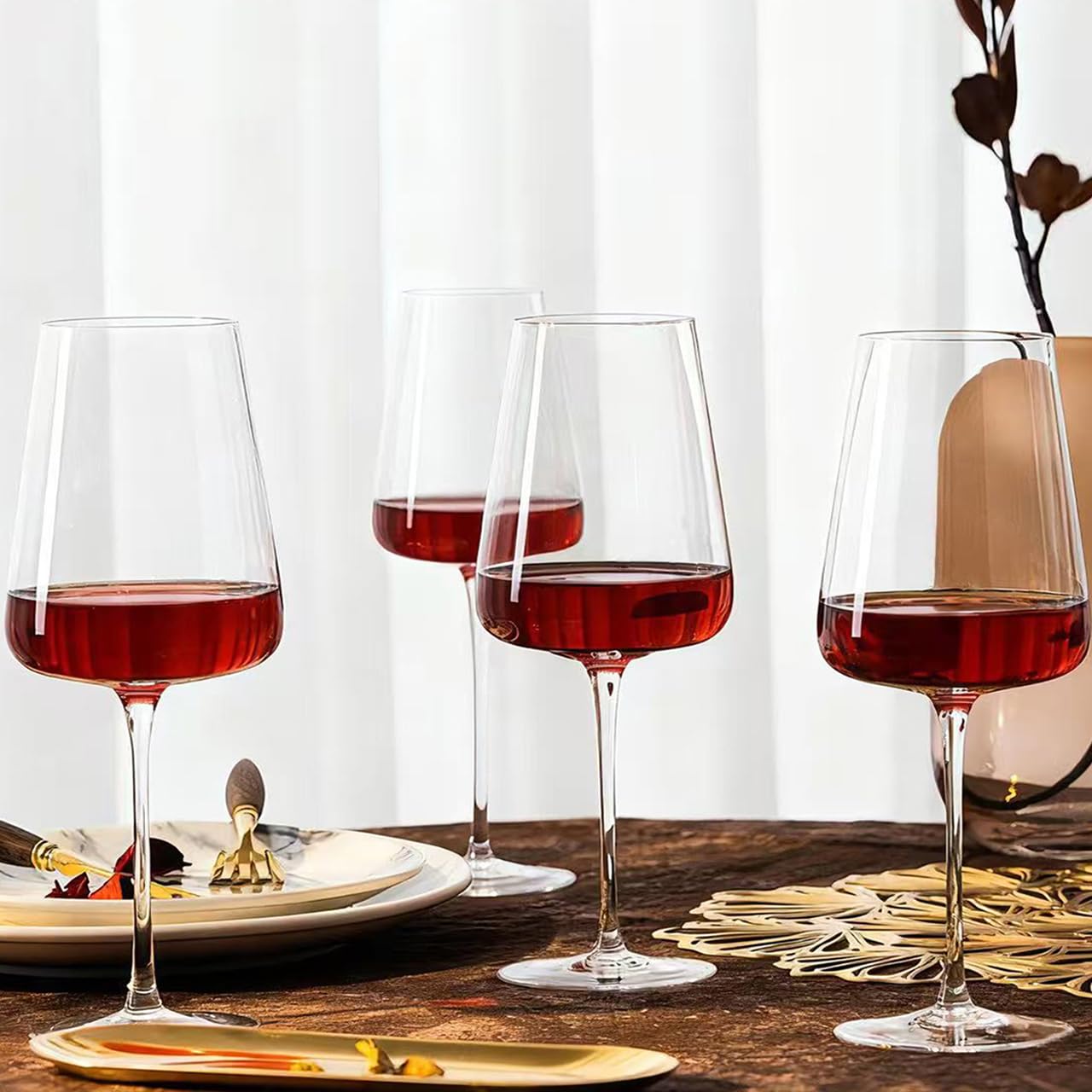 Red Wine Glasses Set of 4, Premium Crystal Wine Glasses Hand Blown,20 oz,Thin Rim,Long Stem,Perfect for Red or White,Daily Use,Unique Wedding Anniversary or Birthday Gift