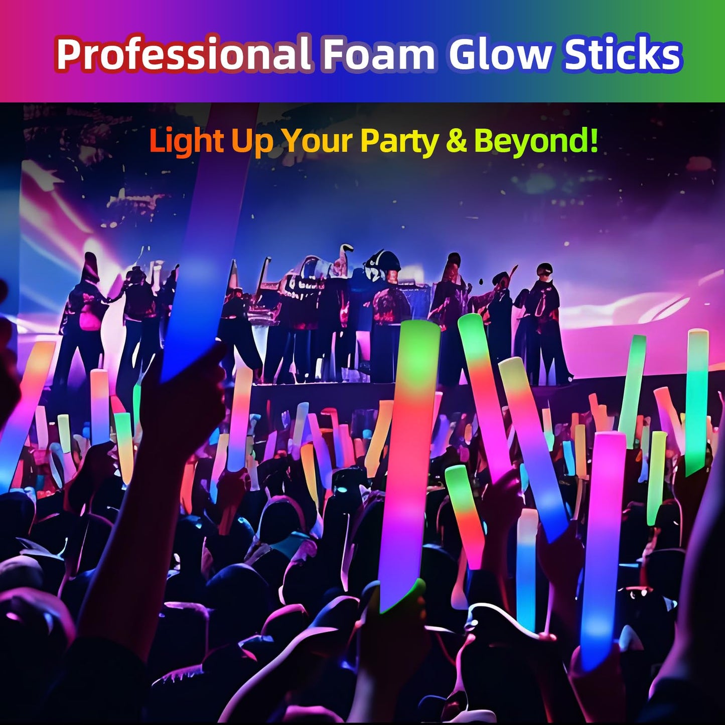 Blu7ive 20 PCS Foam Glow Sticks Party Favors led foam sticks 3 Modes Light Up Glow Sticks Multicolor glow in the dark party supplies,DJ Wands, Concert, Birthdays