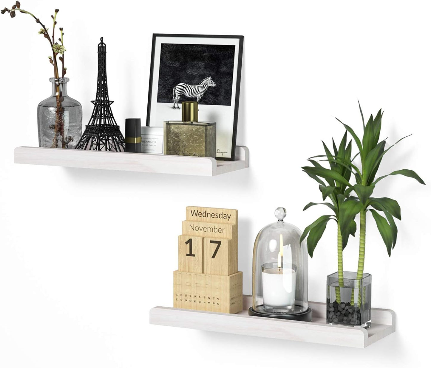 Love-KANKEI Floating Shelves - Rustic Wall-Mounted Set of 2 | 17-Inch Storage for Home & Office
