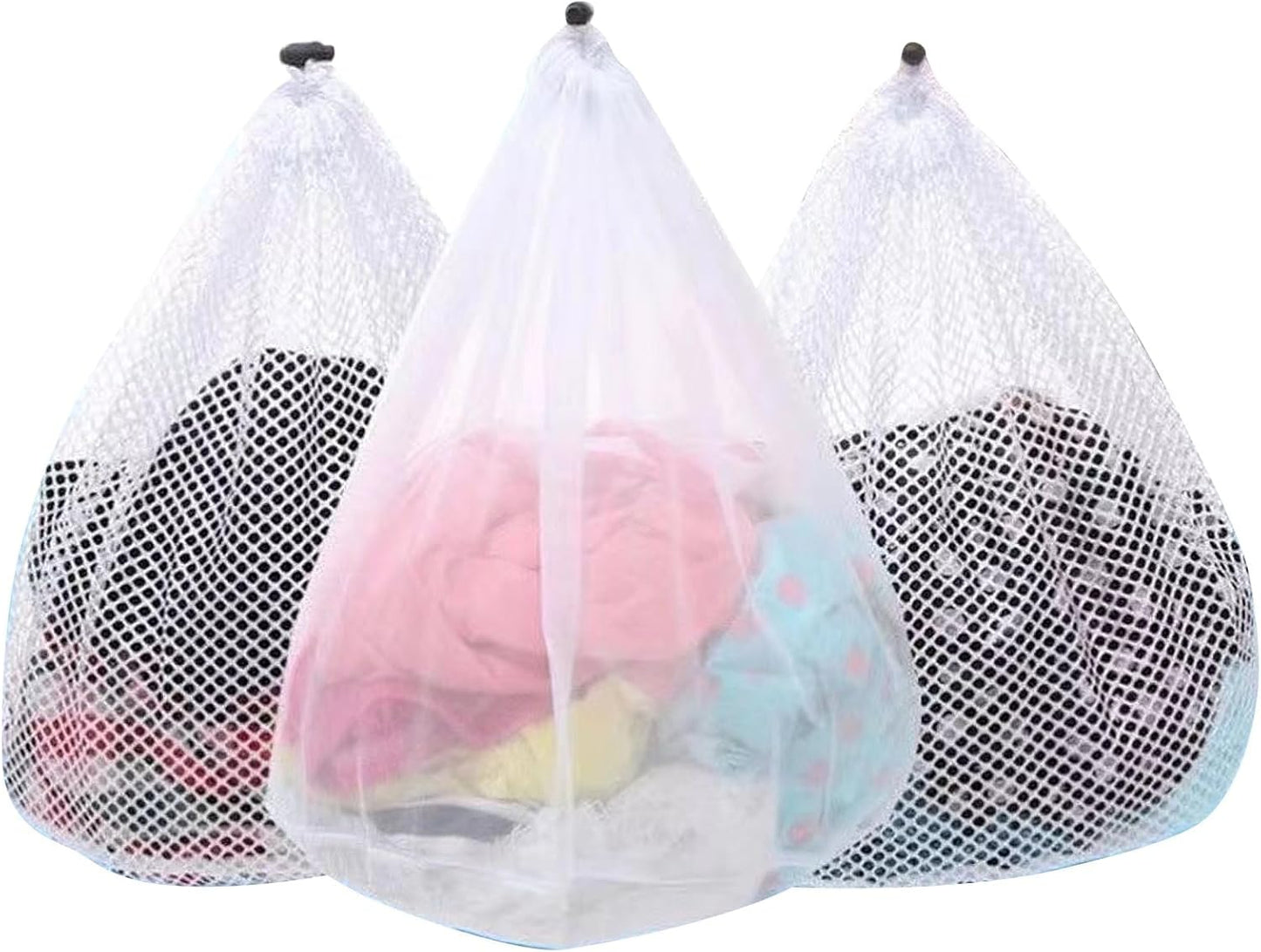 Skiennix Jumbo Mesh Laundry Bags - 3Pcs Wash Bags for Delicates, Bed Linen & Toys | 28 x 26 Inches