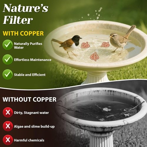 3Pcs Copper Purification Disks by [Brand Name] - 99.99% Pure Copper Water Cleaning Discs for Outdoor Birdbaths & Fountains