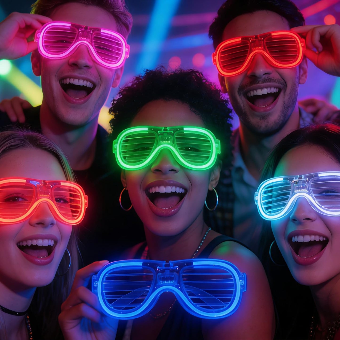 10PCS LED Light Up Glasses - 5 Neon Colors Glow in The Dark Party Supplies, Strobe Eyewear for Halloween Parties, Wedding, Birthday Bashes, Raves, Concerts & Gamer Parties