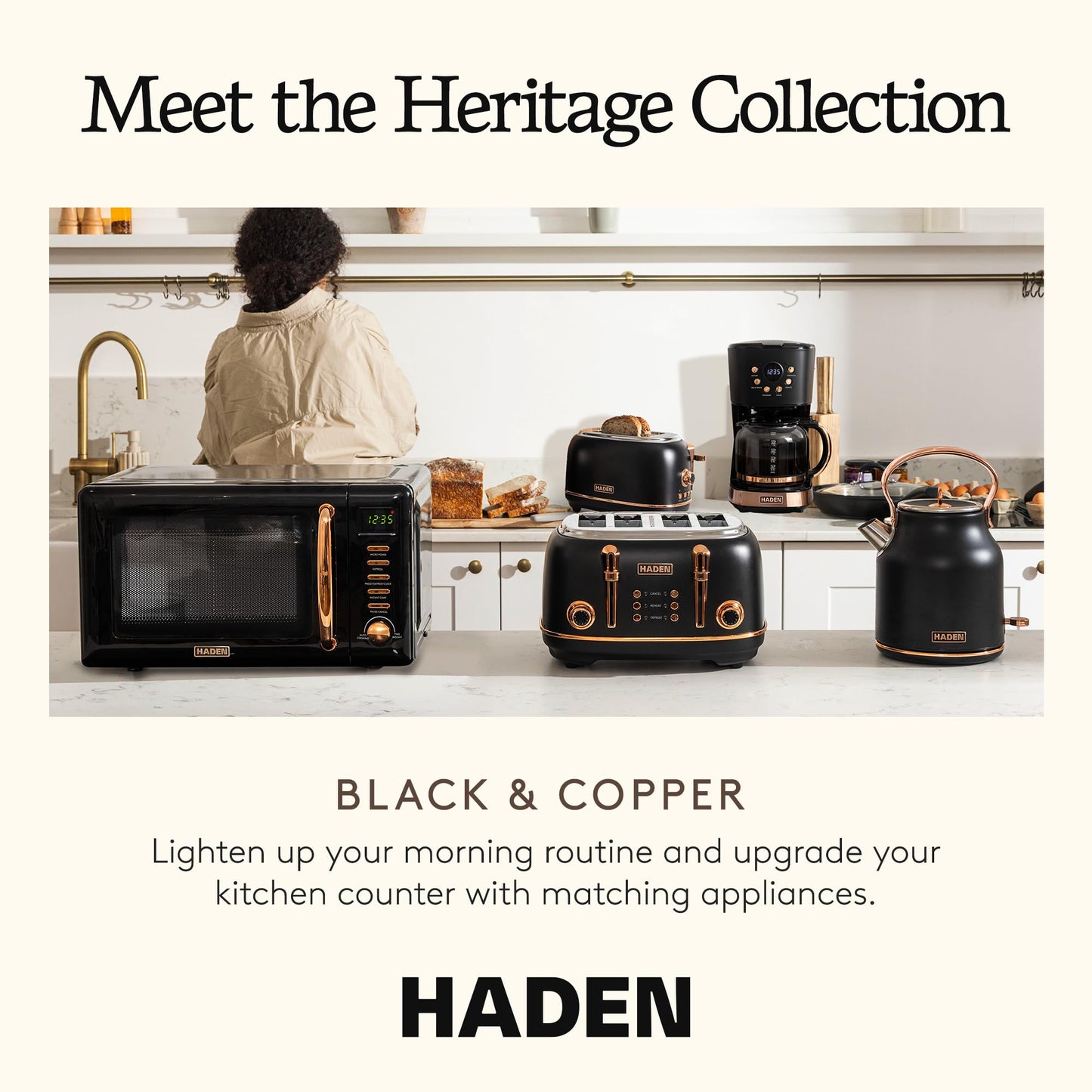 Haden 75012 Heritage 1.7 Liter Stainless Steel Body Countertop Retro Electric Kettle with Auto Shutoff & Dry Boil Protection