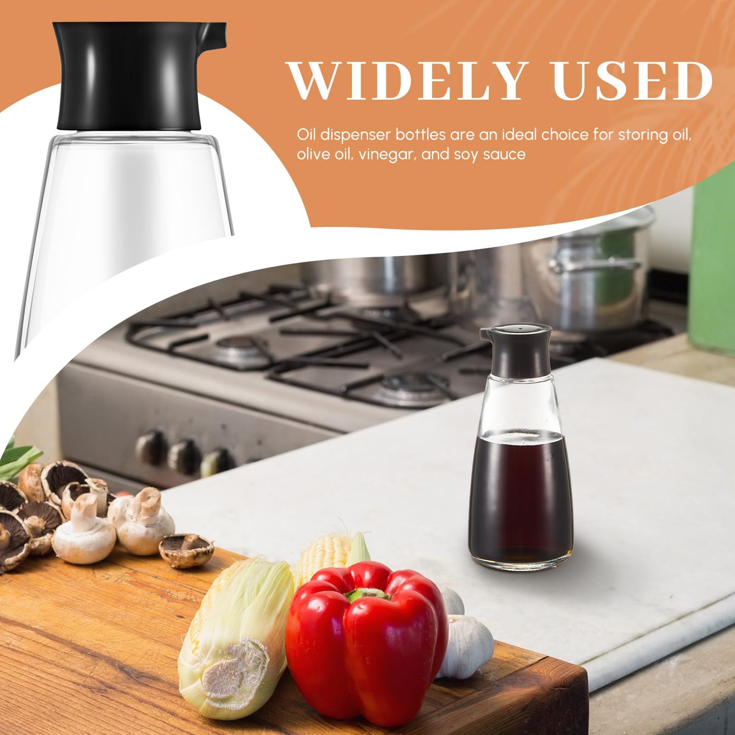 LOYIM 1 Pcs 9.6 oz Cruet Dispenser for Olive Oil Vinegar Soy Sauce Dispenser Bottle Glass Soy Sauce Container Oil Bottle for Kitchen Cooking Barbecue(Black)