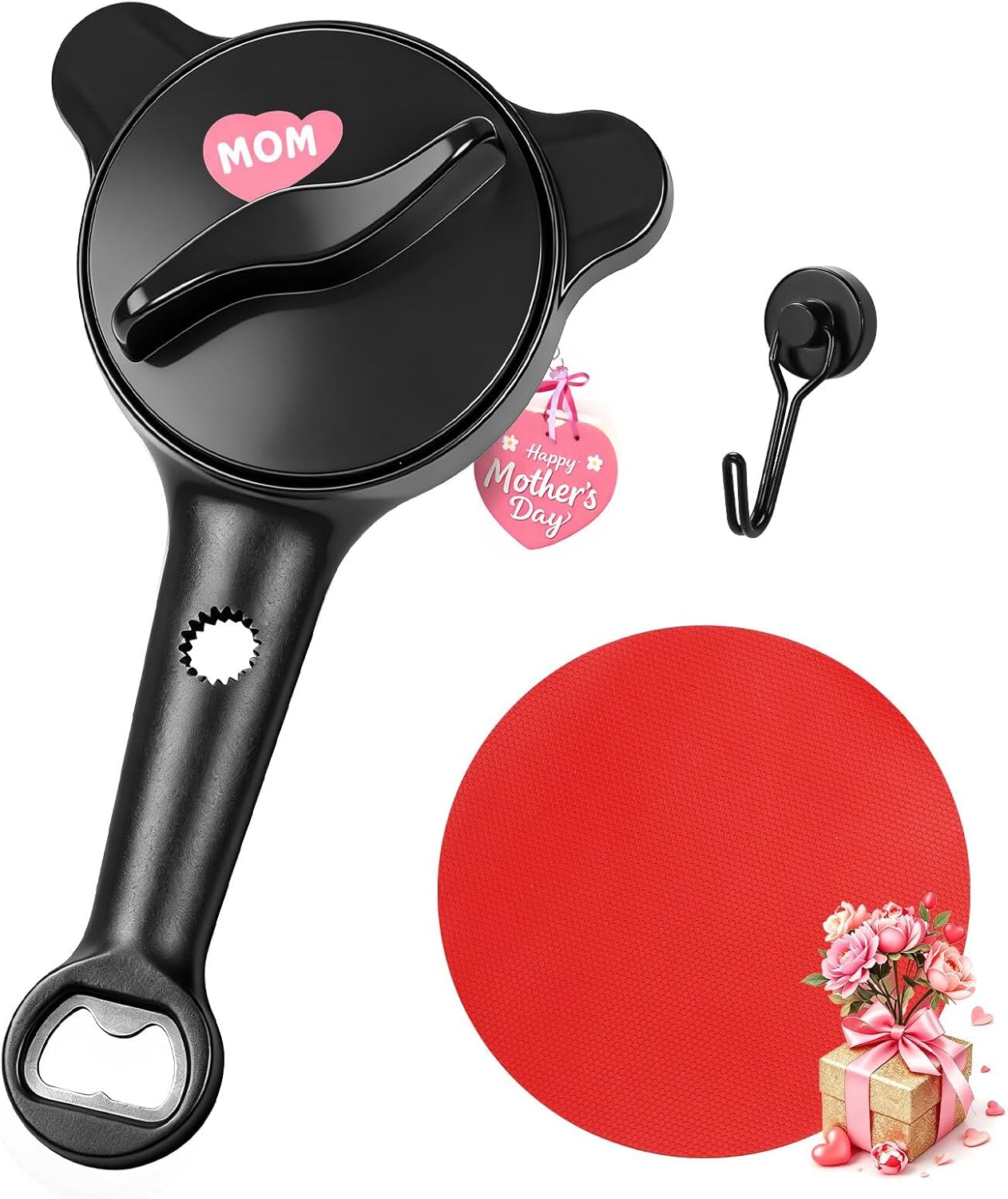 Skiennix 4-in-1 Jar Opener - Adjustable Lid Tool with Non-Slip Grip & Magnetic Hook | Ideal for Seniors & Arthritis