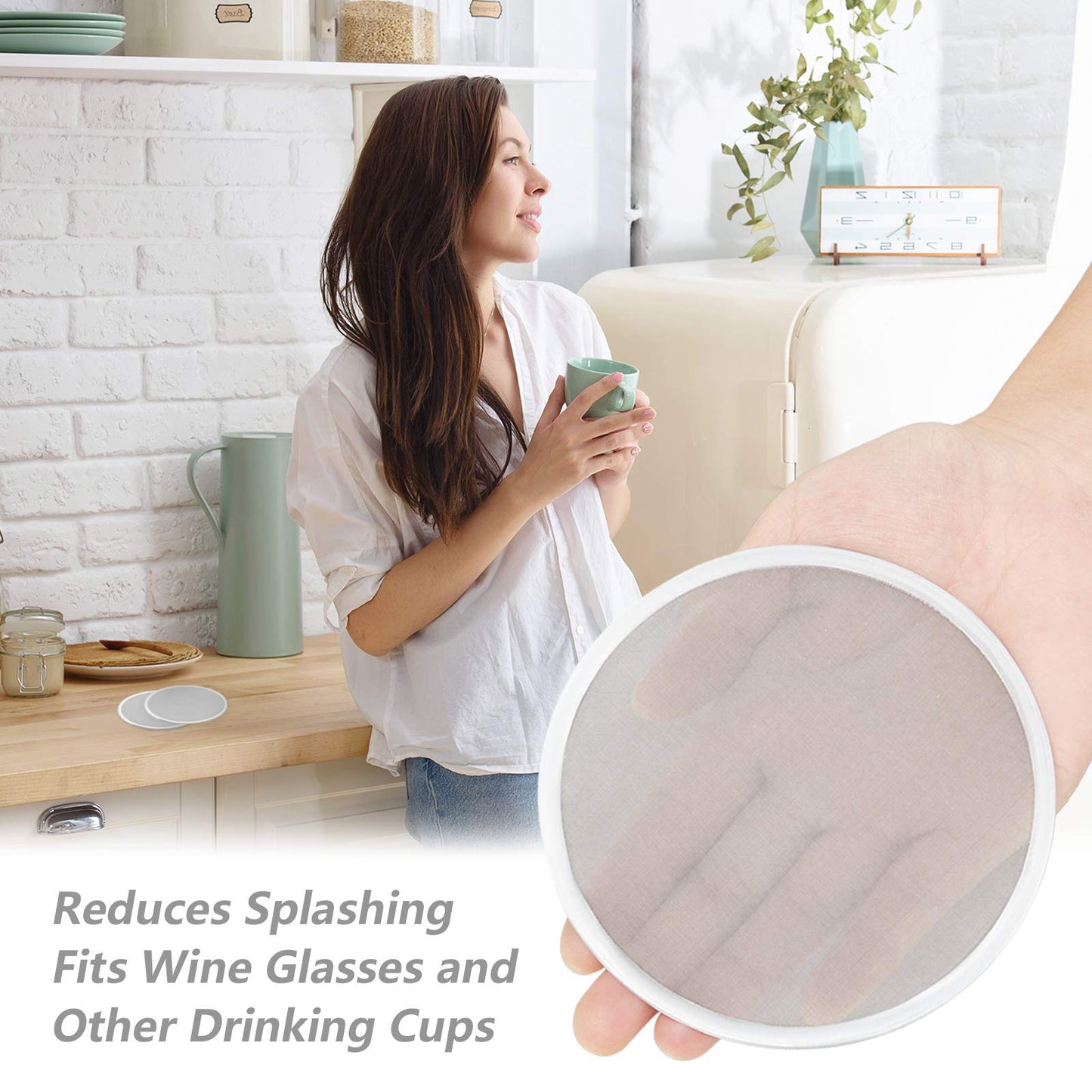 Boao 12 Pieces Stainless Steel Drink Covers Wine Glass Keeps Debris out Cup Drink Wine Glass Lid Mesh Ventilated Discs for Beverage Cover Outdoors Ventilation Reducing Splashing