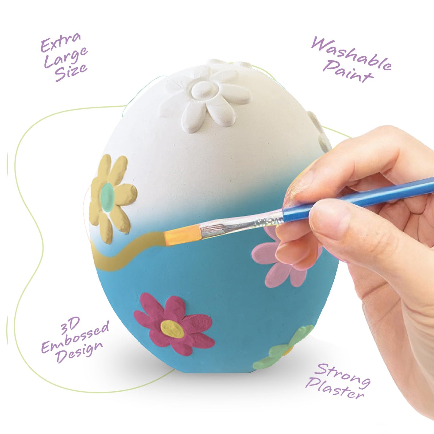 ArtCreativity 3D Easter Egg Painting Kit - Easter Craft Kit Includes Molds, Paint, Brushes for Kids & Adults - Ceramic Plaster Painting Kit - DIY Gifts for Spring - Basket Stuffers
