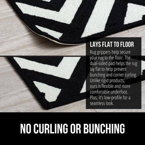 Gorilla Grip Rug Gripper Pads - 8 Pack Black Office Chair Mat for Carpet | 32.5x48 Inches Clear