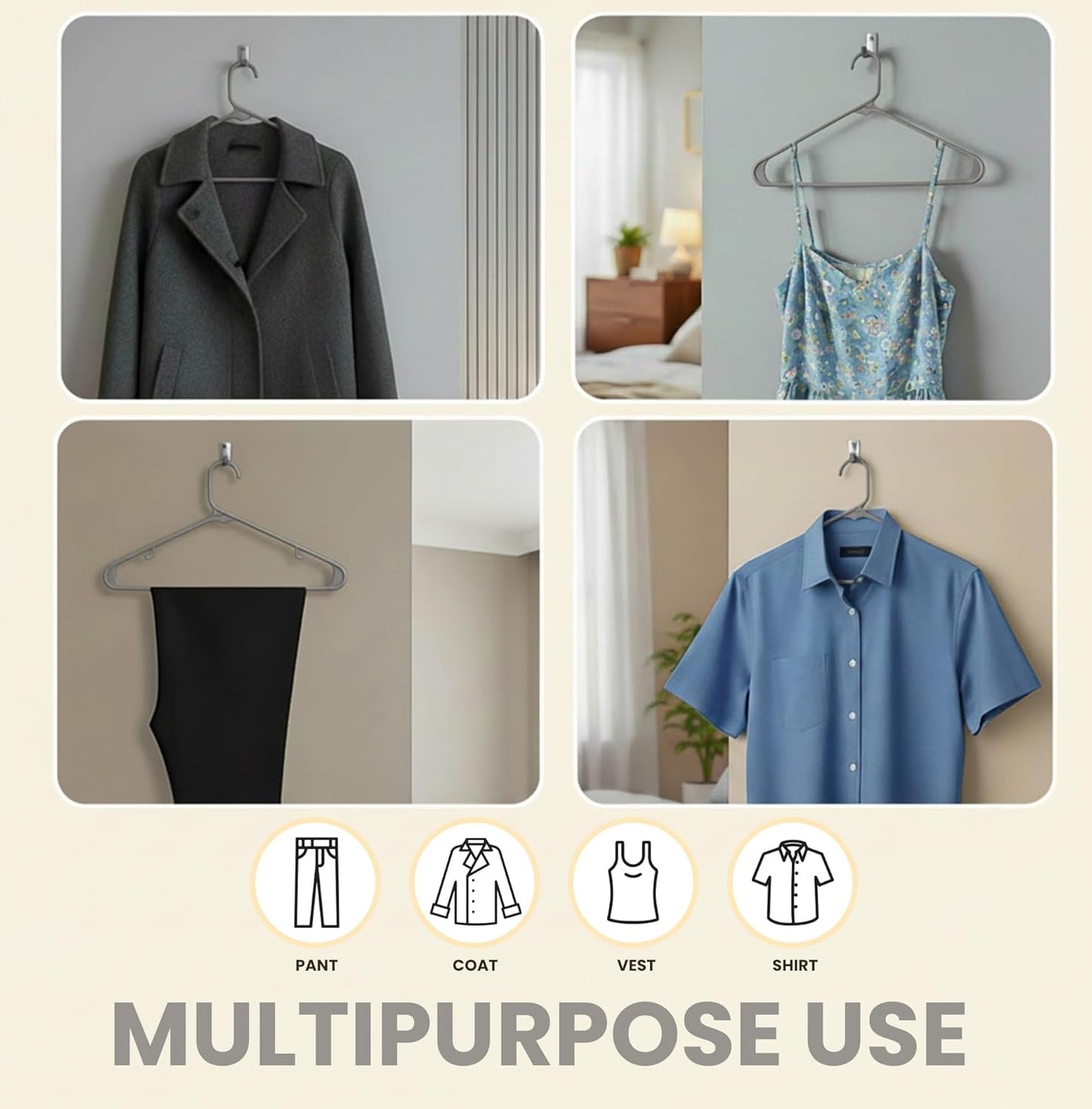 Utopia Home Plastic Hangers - Durable Space-Saving Clothes Hangers with Hooks | 30 Pack in Grey